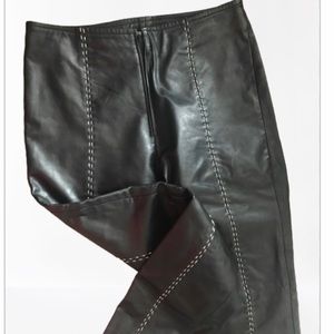 Black leather faux pants with lining